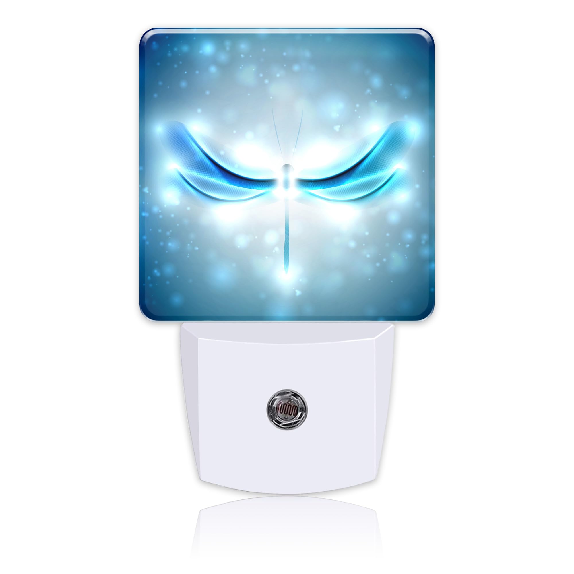 Uiaoiais Night Light Plug into Wall Shiny Blue Abstract Dragonfly Night Light with Dusk to Dawn Sensor for Kid Girls Boys Women 