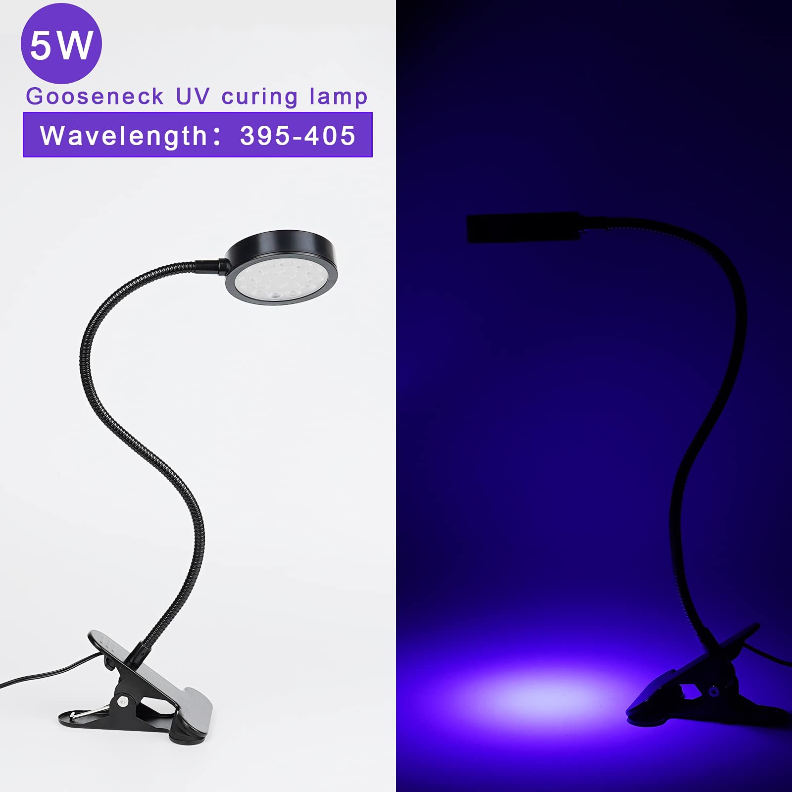 U4Glory 5W Uv Light Gooseneck Lamp, 395Nm Black Light For Resin & Gel Nail Curing