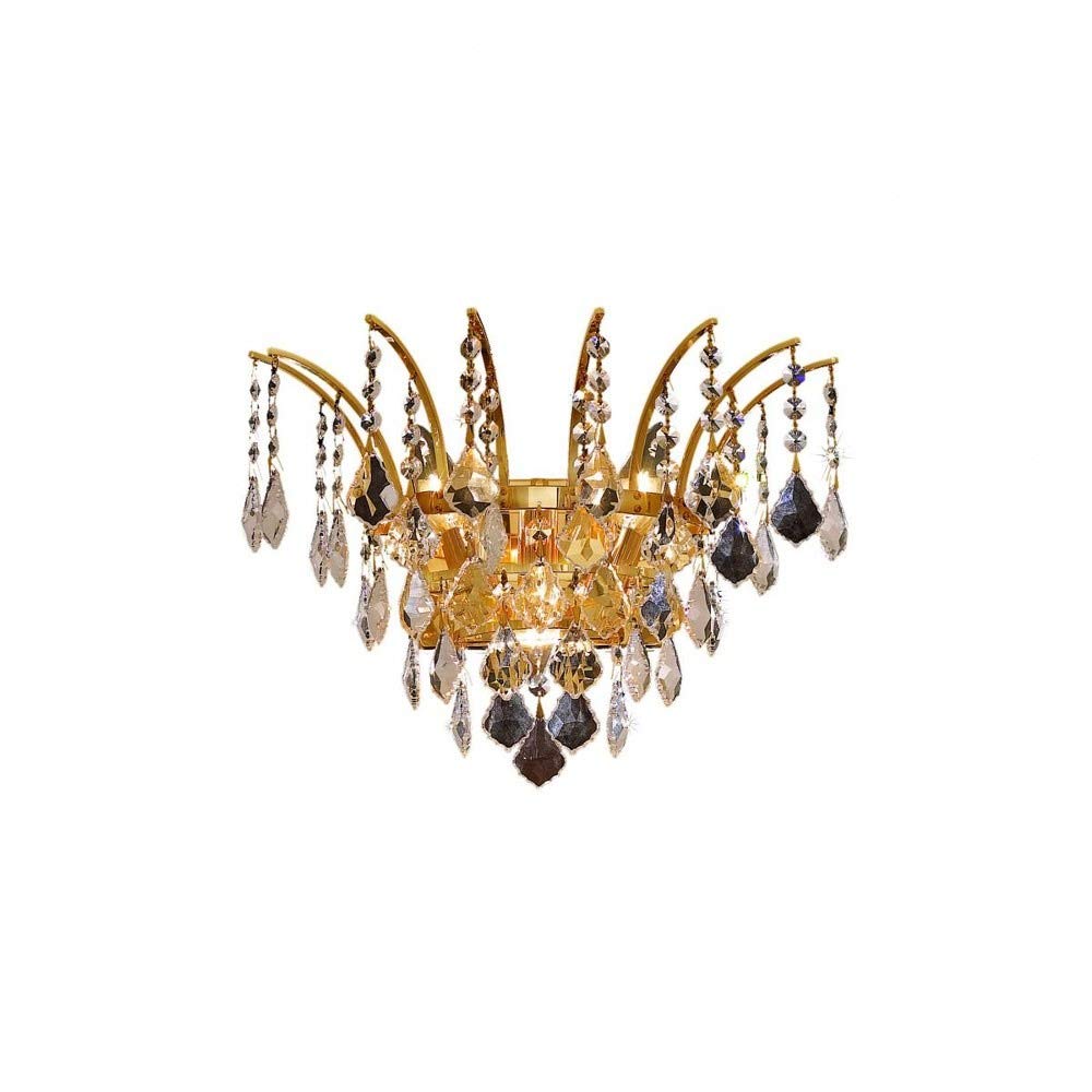 Elegant Lighting 8033W16G/RC 3-Light Crystal Wall Sconce, Gold Finish, Clear Crystals, Alloy Steel