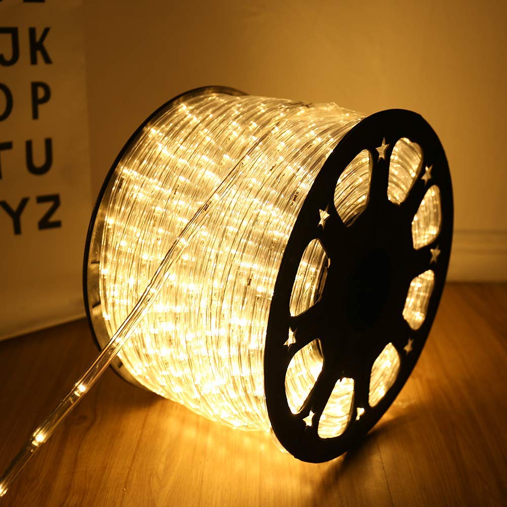 HuiZhen 100 Feet 720 LED Rope Lights,2-Wire Low Voltage Waterproof Rope Lights Outdoor,Indoor Background Lighting Idear for Tree