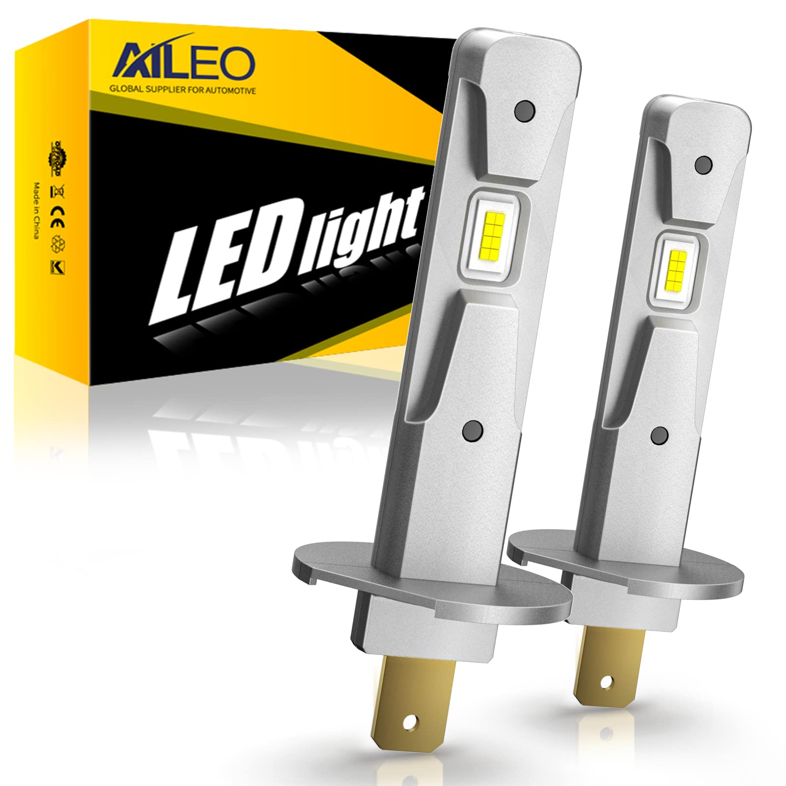 Aileo H1 Led Fog Light Bulb, 25W 6000 Lumens Super Bright 6000K Cool White 360 Beam H1 Led Bulb For Drl Or Fog Light Bulb Replac