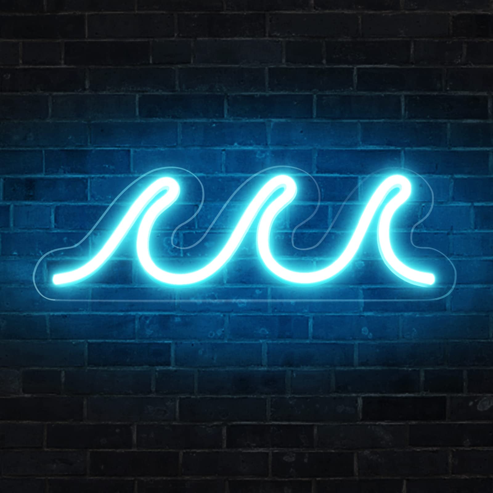 Imegina Wave Ice Blue Led Neon Sign - Usb Powered Wall Decor With Dimmer, 13.7X5 Inch