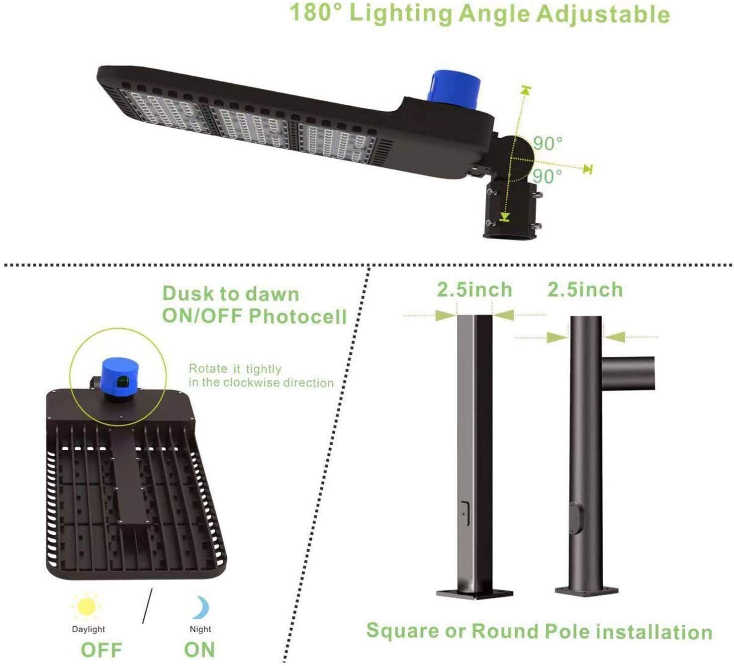ledmo 36000LM LED Parking Lot Light - 1000W HID/HPS Replacement, Dusk to Dawn, Adjustable, 5000K, Brown, Model LED298, 300W
