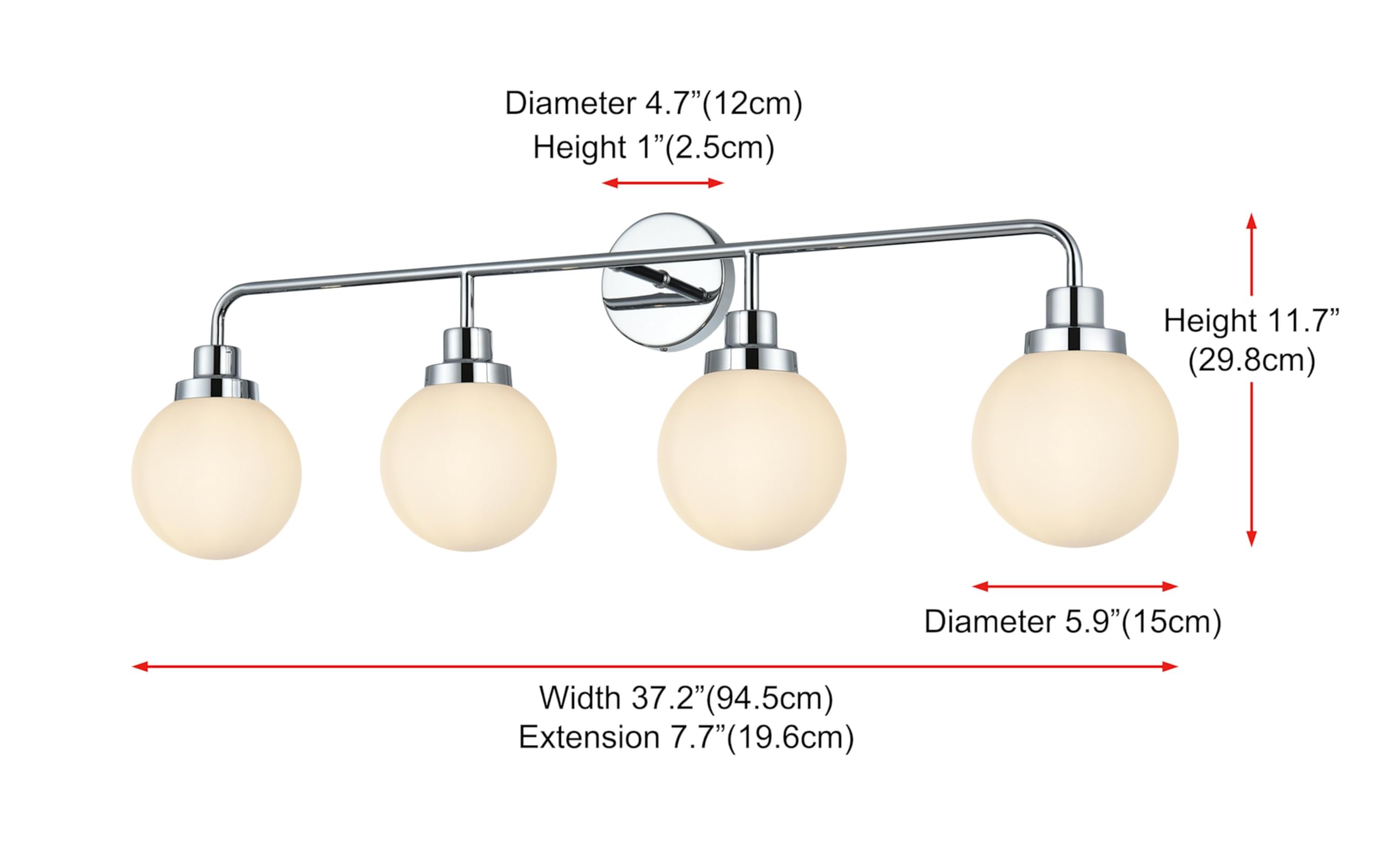 Living District Hanson 4-Light Metal Bath Sconce In Black And Frosted