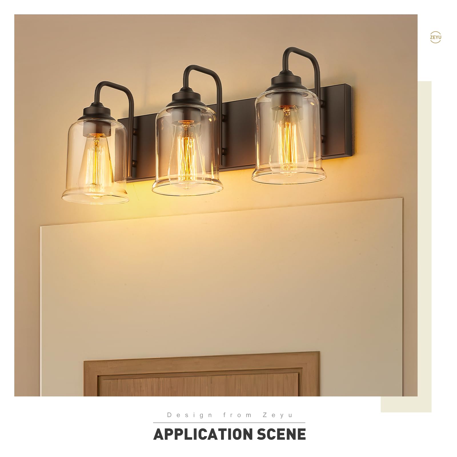 zeyu 3-Light Farmhouse Bathroom Vanity Light Fixture, Oil Rubbed Bronze, Metal, Model ZSL72B-3W ORB