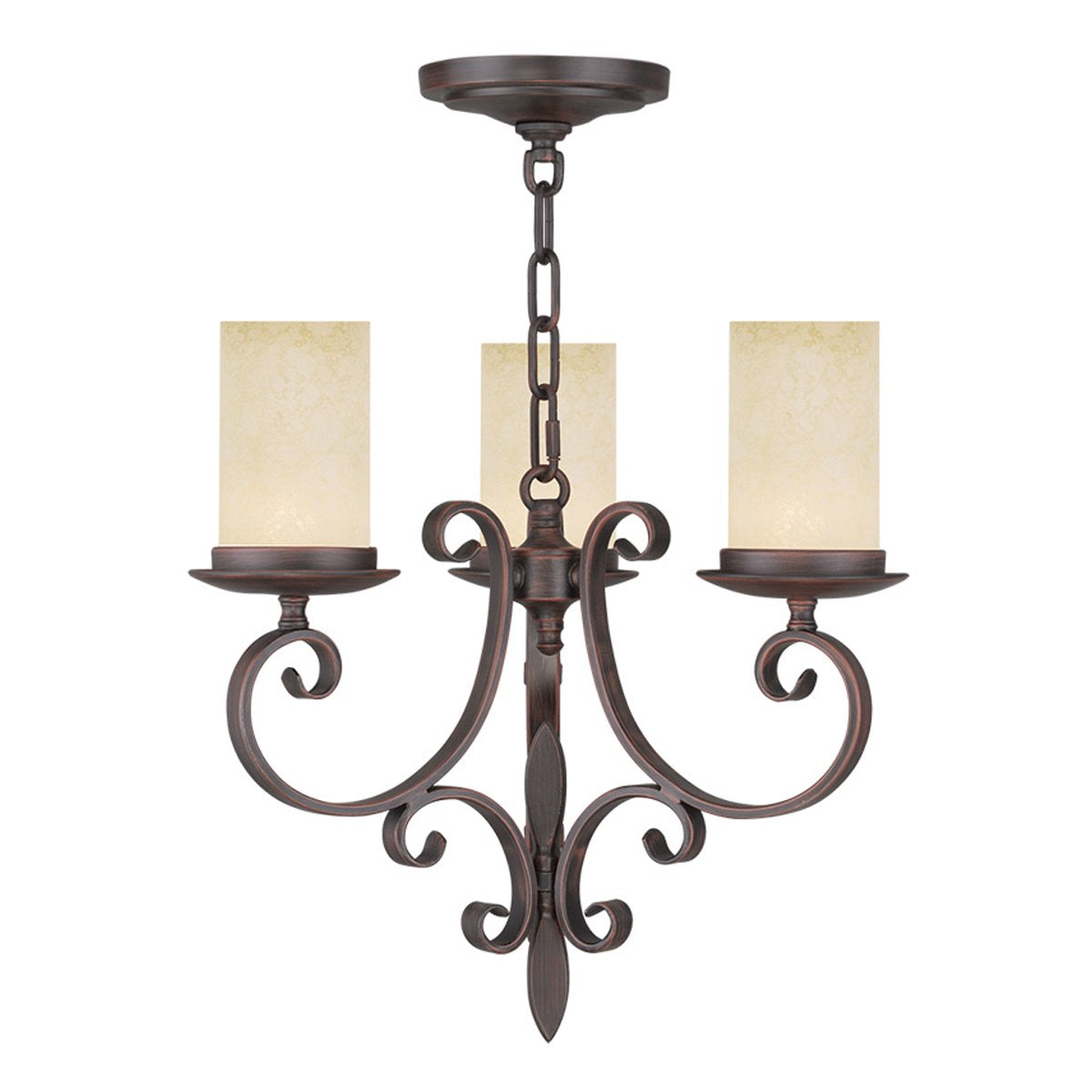 Livex Lighting Mini Chandelier 3 Light Alloy Steel 15.75in Imperial Bronze Model 5483-58