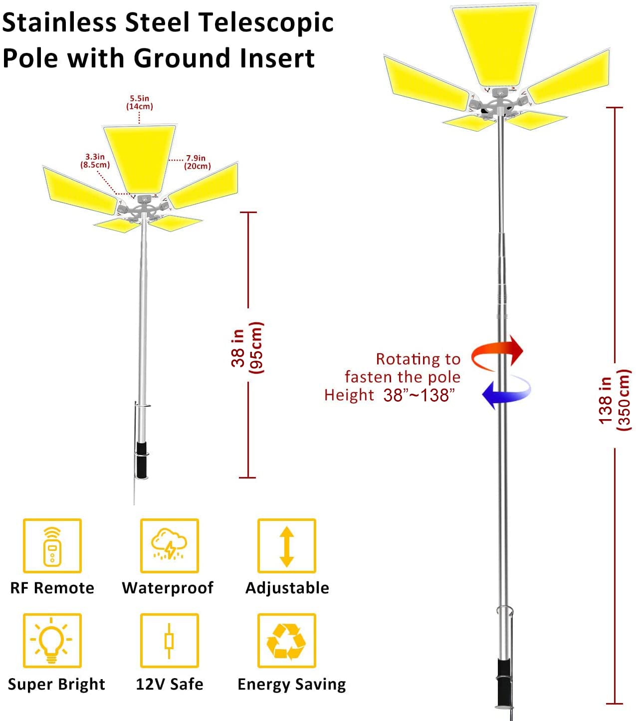 CONPEX 25000lm LED Camping Light - Portable Waterproof Camp Light with Remote, Yellow, Model FR-05-RF for Fishing & BBQ
