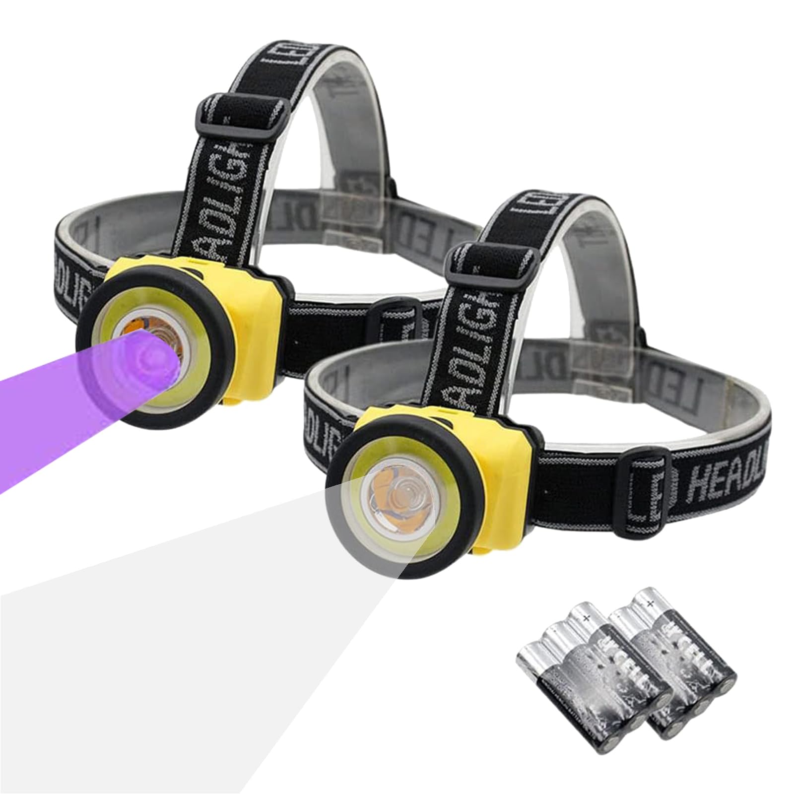 JGA JOGGING ARM LED Headlamp 395nm UV & White Light 2-in-1 Adjustable Yellow Lightweight for Camping & Outdoor Use