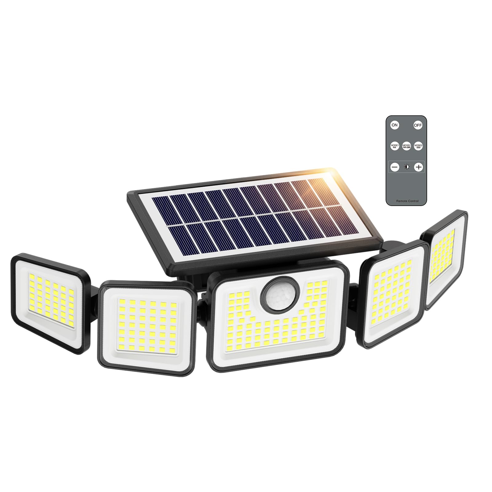 SZPOWER Solar Flood Lights, 6000LM, 230 LED, Motion Sensor, Waterproof, Remote Control, Black, Model SZC10A5-TY, 1 Pack