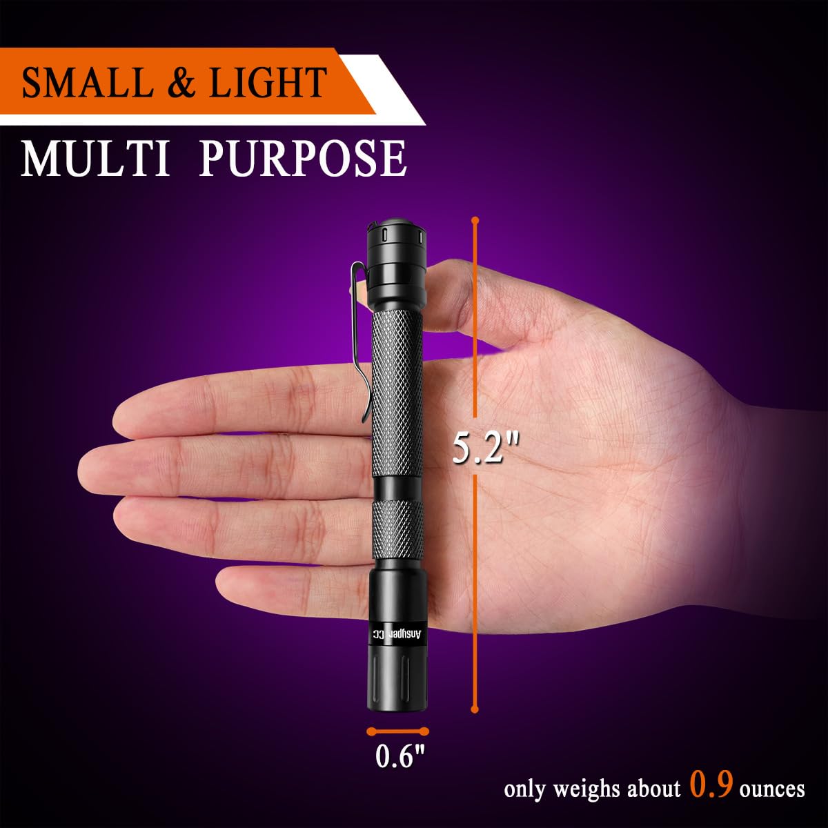Ansyper CC UV Flashlight 2 Pack, 395nm Mini Penlight for Stain Detection, 5.2 inch, Black, Model U-9000