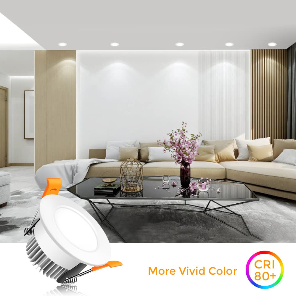 2 Inch Led Recessed Lighting Dimmable Downlight, 3W(35W Halogen Equivalent), 6500K Daylight White, Cri80, Led Recessed Lights Wi