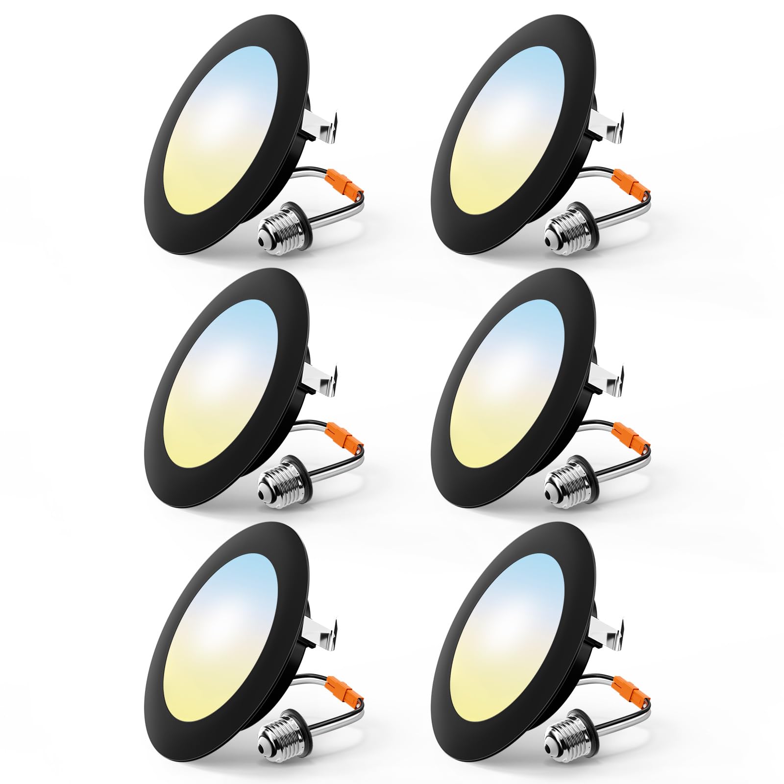 Freelicht 6 Pack 4 Inch Retrofit Led Recessed Lighting  Selectable 2700K/3000K/4000K/5000K/6000K  Dimmable Flat Led Can Lights  7W=60W  700Lm  Ic & Damp Rated  Etl & Fcc  Black