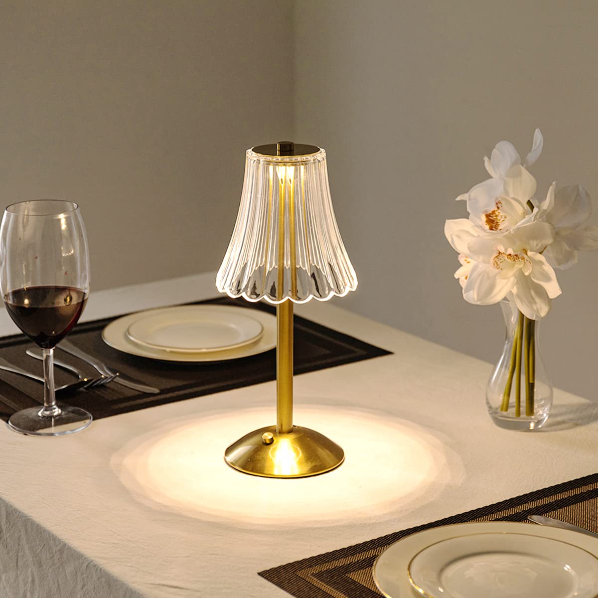 HEQET Cordless Table Lamps for Home,Table,Dining Room, Gold Rechargeable Lamps, USB Charge 12 Tall LED Brass Portable Outdoor