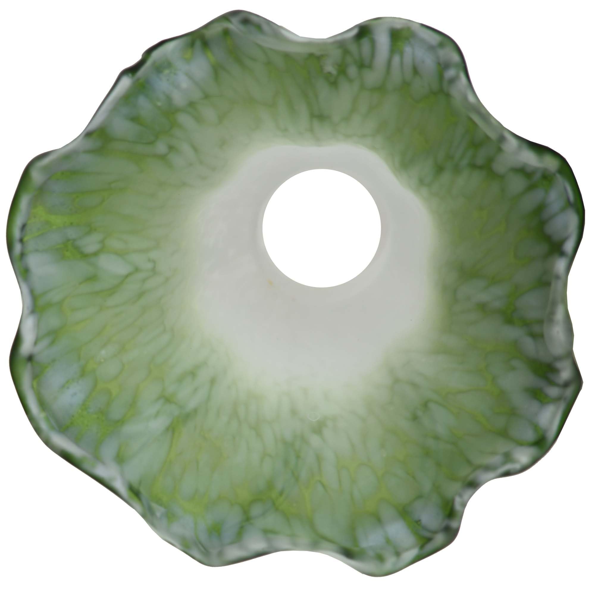 Bieye LS05S Lily Flower Blown Glass Lampshade, White Green, Small I.D. 0.87" x O.D. 1"
