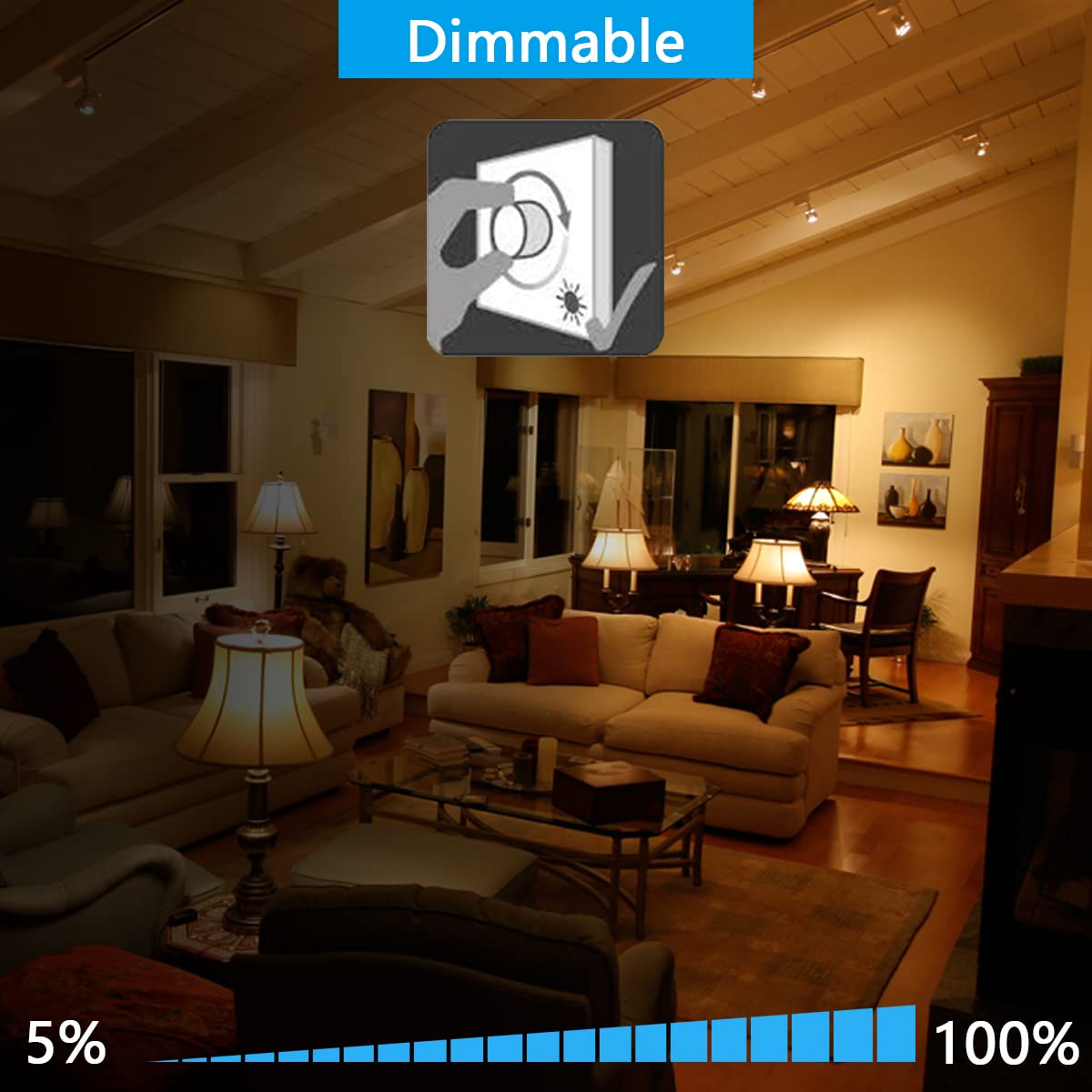 DAILY HIOO LED Puck Light Bulb, Dimmable 10W Equivalent, E26 Base, 1100LM, 5000K, Aluminum, 1 Pack