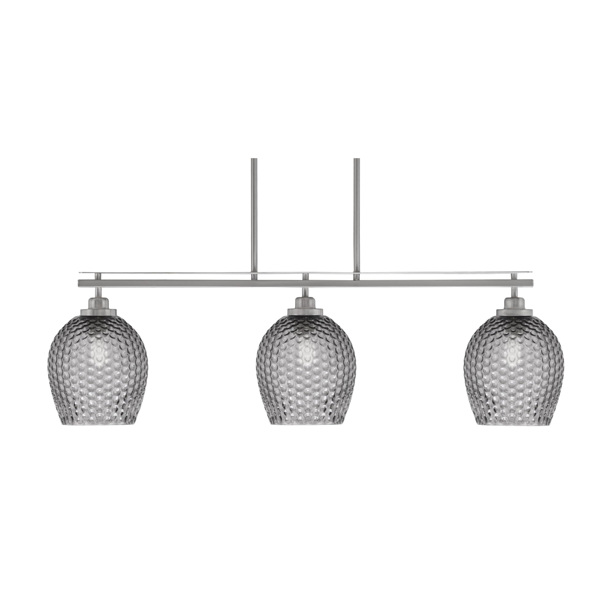 Toltec Lighting Odyssey 3 Light Island Light, Brushed Nickel Finish, 7.5in Smoke Textured Glass
