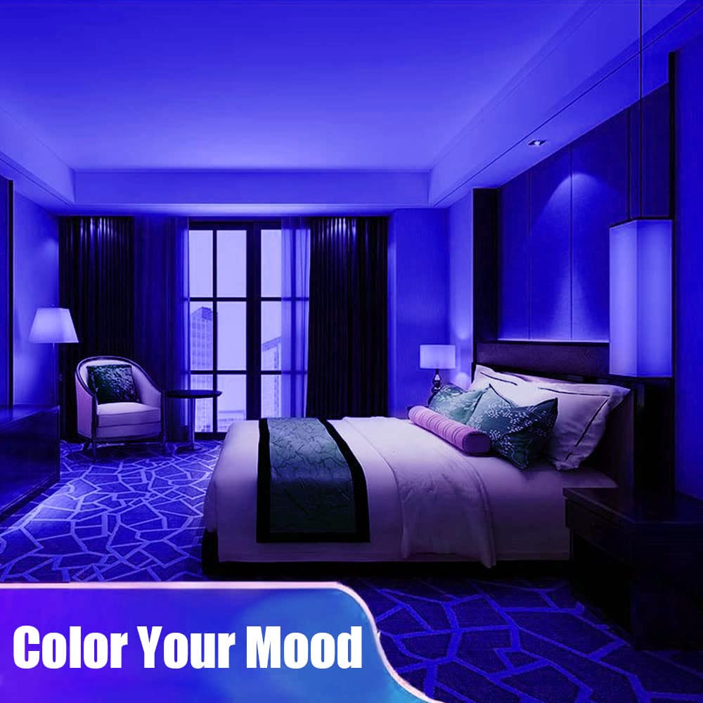 YM E-Bright Blue LED Light Strip, Waterproof IP68, 5M/16.4Ft, 600 LEDs, Flexible Neon Lights with 5A Power Adapter