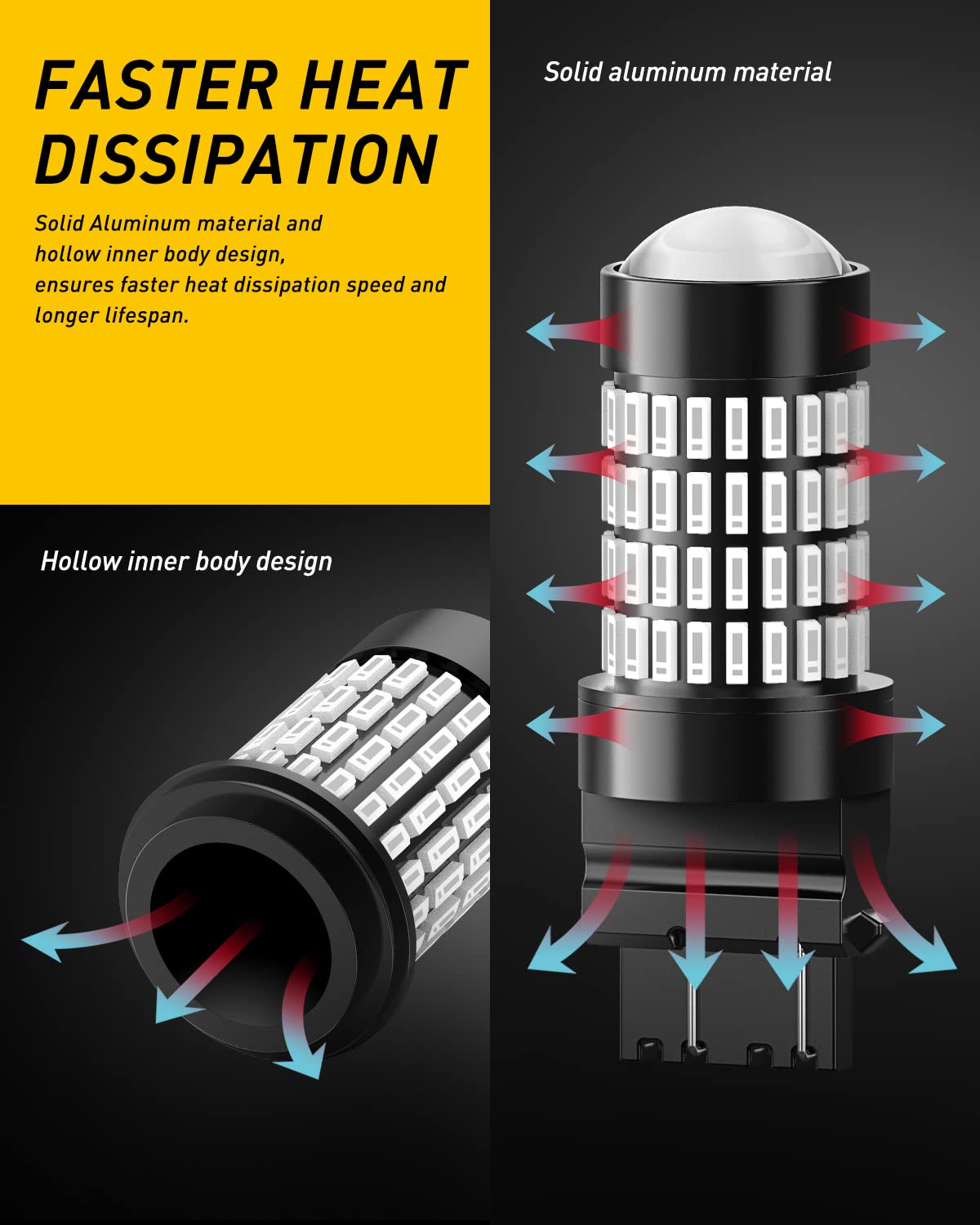 Auxito Upgraded 3157 Led Bulbs Red, 500% Brighter 3056 3156 3057 4157 Led Bulbs 102-Smd Chipsets With Projector For Brake Lights