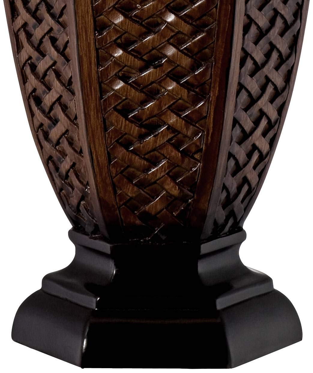Regency Hill Tropical Table Lamp 29" Tall Beige Linen Drum Shade Faux Wicker for Living Room, Bedroom, Office, Entryway