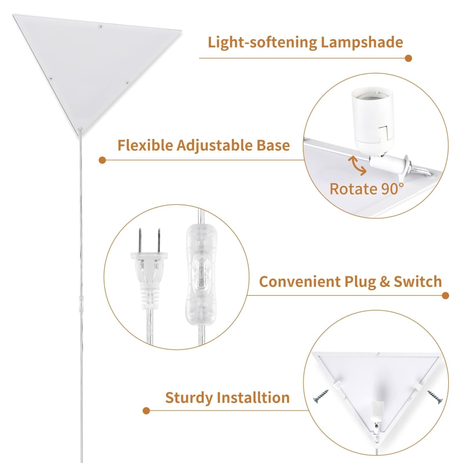 Haultop Corner Lights - Modern Plug-in Metal Ceiling Light, 2 Pack, 8.2FT Cord, Ideal for Living Room, Bedroom, Office