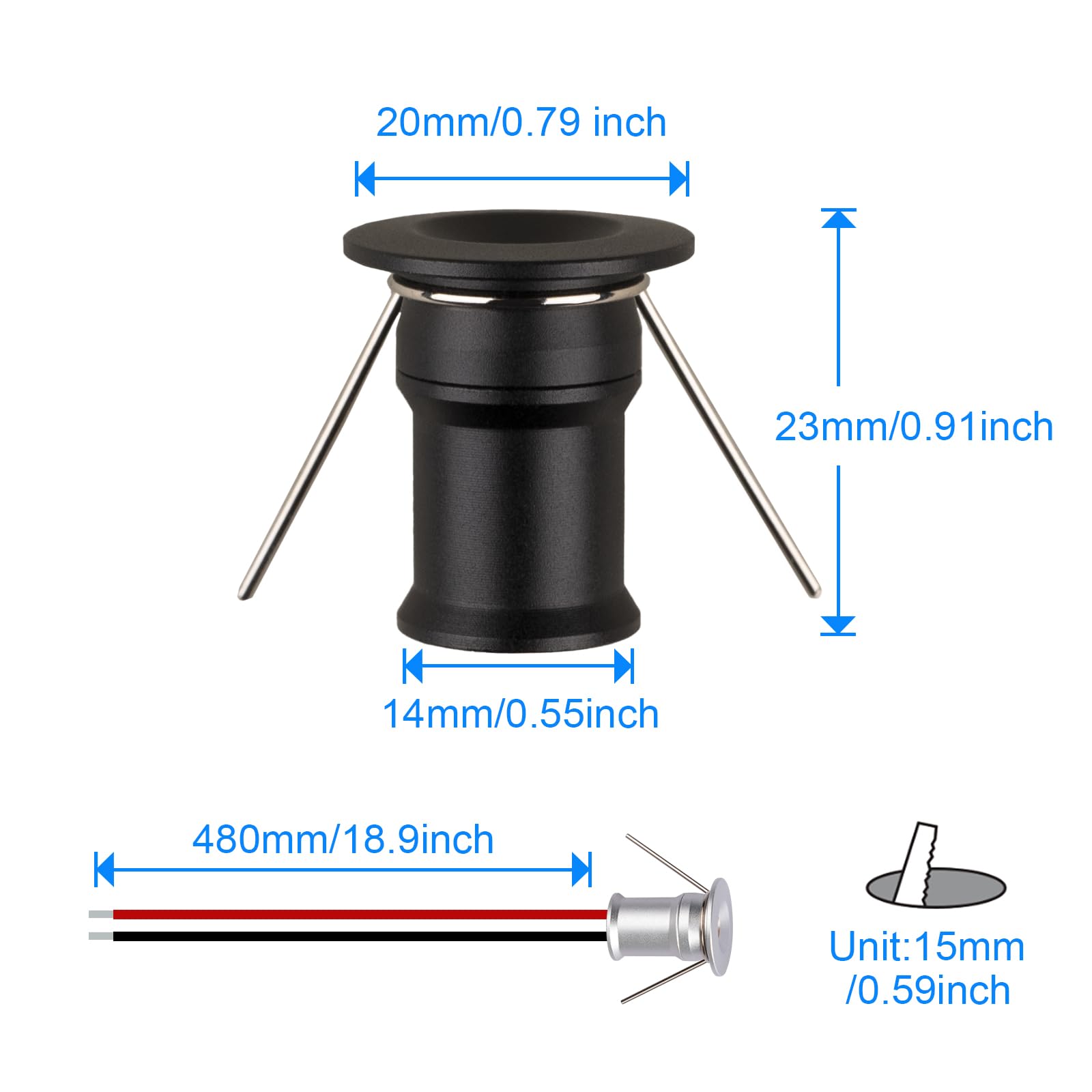 Hhtun 902 Led Mini Spotlight Dc12V 1W Suitable For Bookcases Cabinets And Various Display Cabinets As Decorative Lights Embedded Installation Soft Lighting With Power Supply (4000K Black 9Pack)