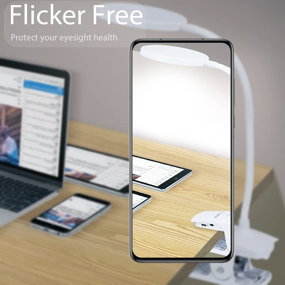 Sunlong Dorm Room Essential Clip On Light Wall-Mounted, 3 Color Portable Desk Light Mini Clip Lamp, Battery Operation Small Desk