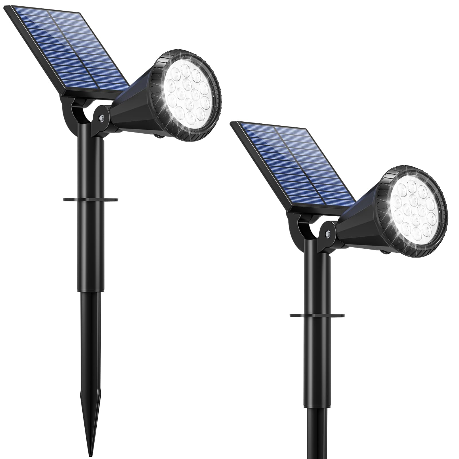 WELALO Solar Spot Lights Outdoor Waterproof 2 Pack 180° Adjustable Cool White D03