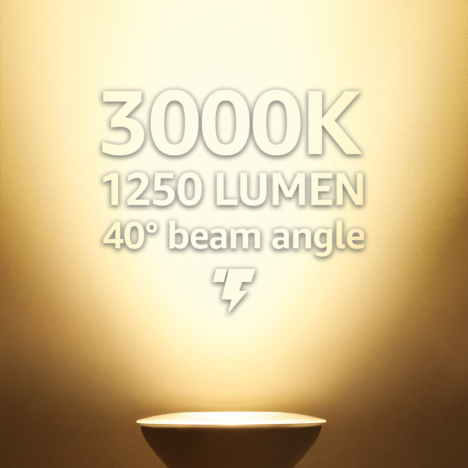 TORCHSTAR PAR38 LED Flood Light Bulbs, Dimmable, 15W, 120W Equivalent, 1250LM, Warm White 3000K, E26 Base, UL