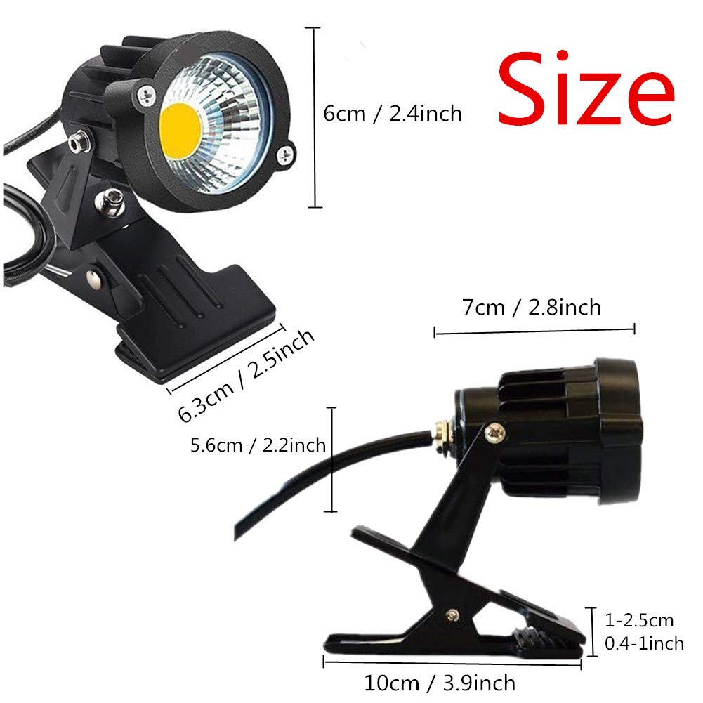 WeFoonLo Outdoor 5W LED Clip-on Light, Water Resistant, Adjustable Desk Stand, Warm White