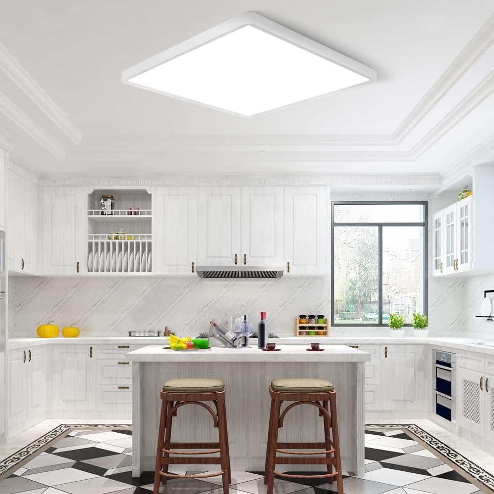Led Flush Mount Ceiling Light Fixture, 4000K Neutral White, 12Inch 24W, 3200Lm, Slim Flat Panel Lighting Fixture, Square Modern Ceiling Lamp For Bedroom, Kitchen, Living Room, Closet, Stairwell