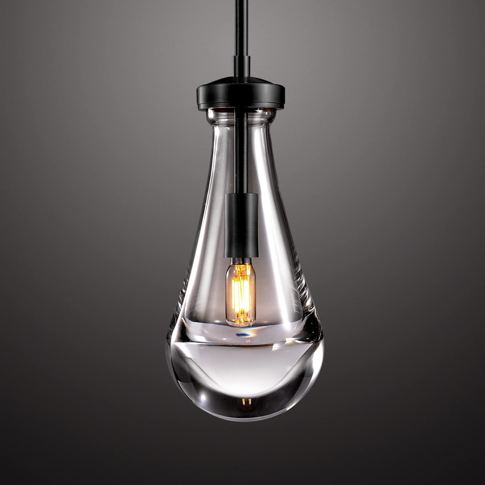 Joyunleo Black Pendant Light Fixtures  Glass Pendant Lights Kitchen Island  Raindrop Pendant Lighting  for Kitchen Island  Bedroom  Bathroom  Including Light Bulbs