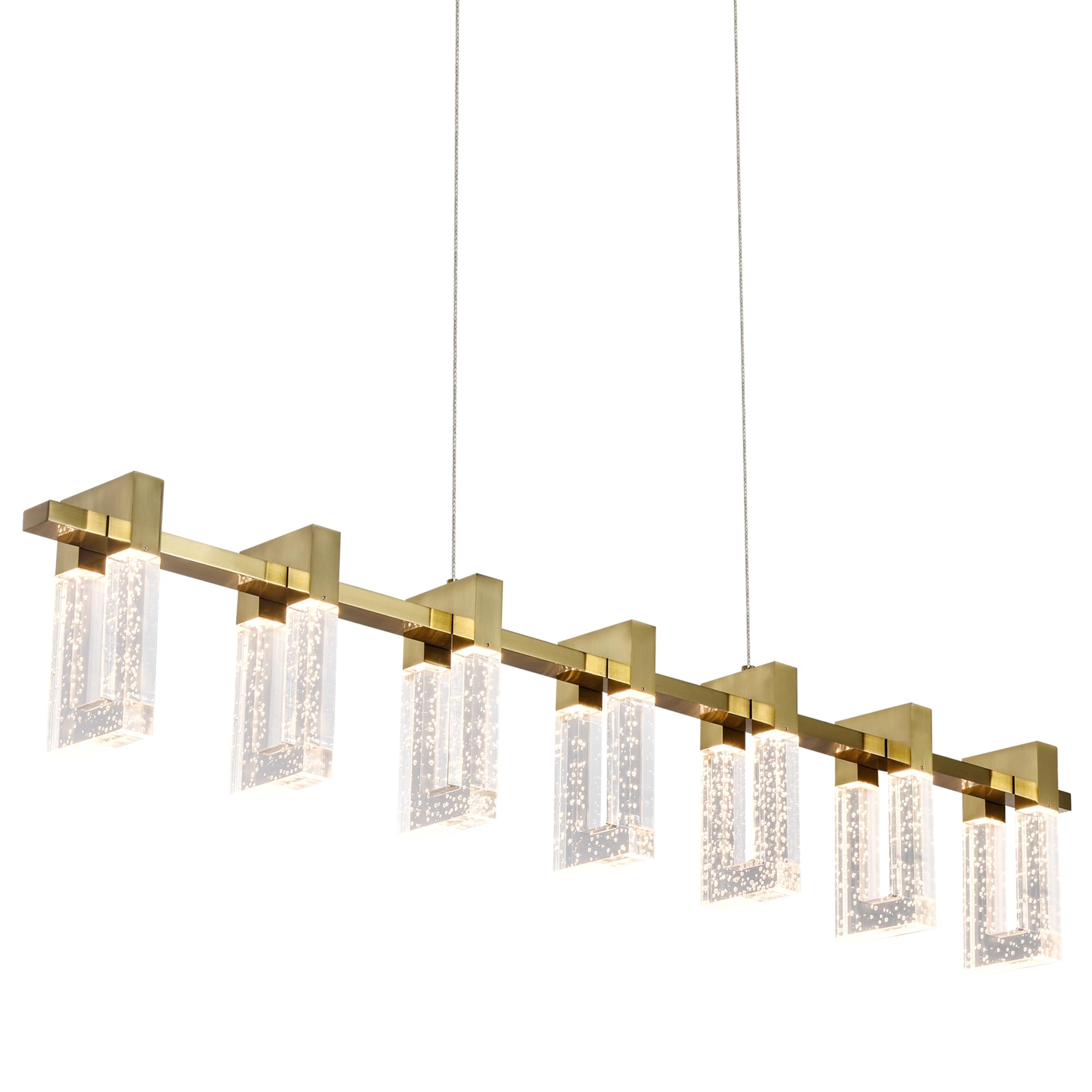 VONN Lighting Sorrento VAC3137AB 40" 7-Light Pendant Lighting Height Adjustable Integrated LED ETL Certified Linear Chandelier in Antique Brass
