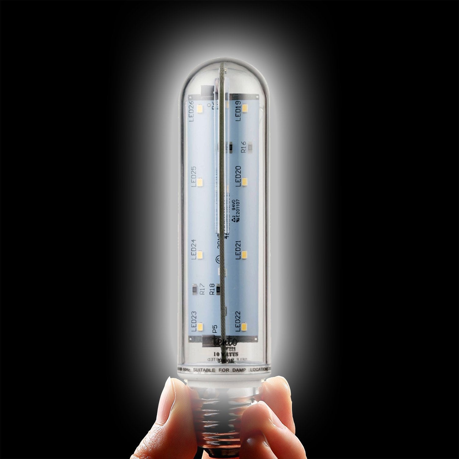 Tento Lighting T10 Led Tube Light, Tubular Light Bulb, E26 Medium Base, Sub Zero Fridge And Freezer Light Bulb Replacement, Aquarium Light Bulb, Type T Bulb, 60W - 70W, 5000K, Cool White (2 Pack)