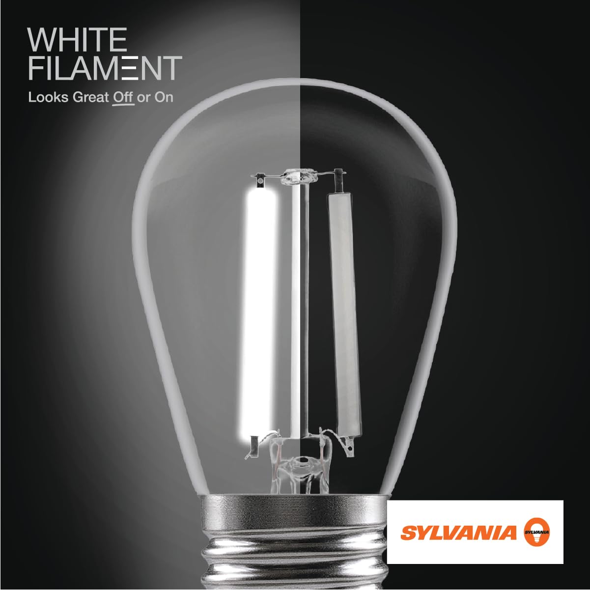 Sylvania S14 Clear Led White Filament Bulb, 2W, Dimmable, 150 Lms, Medium Base, 2700K, Soft White - 4 Pack (42269)