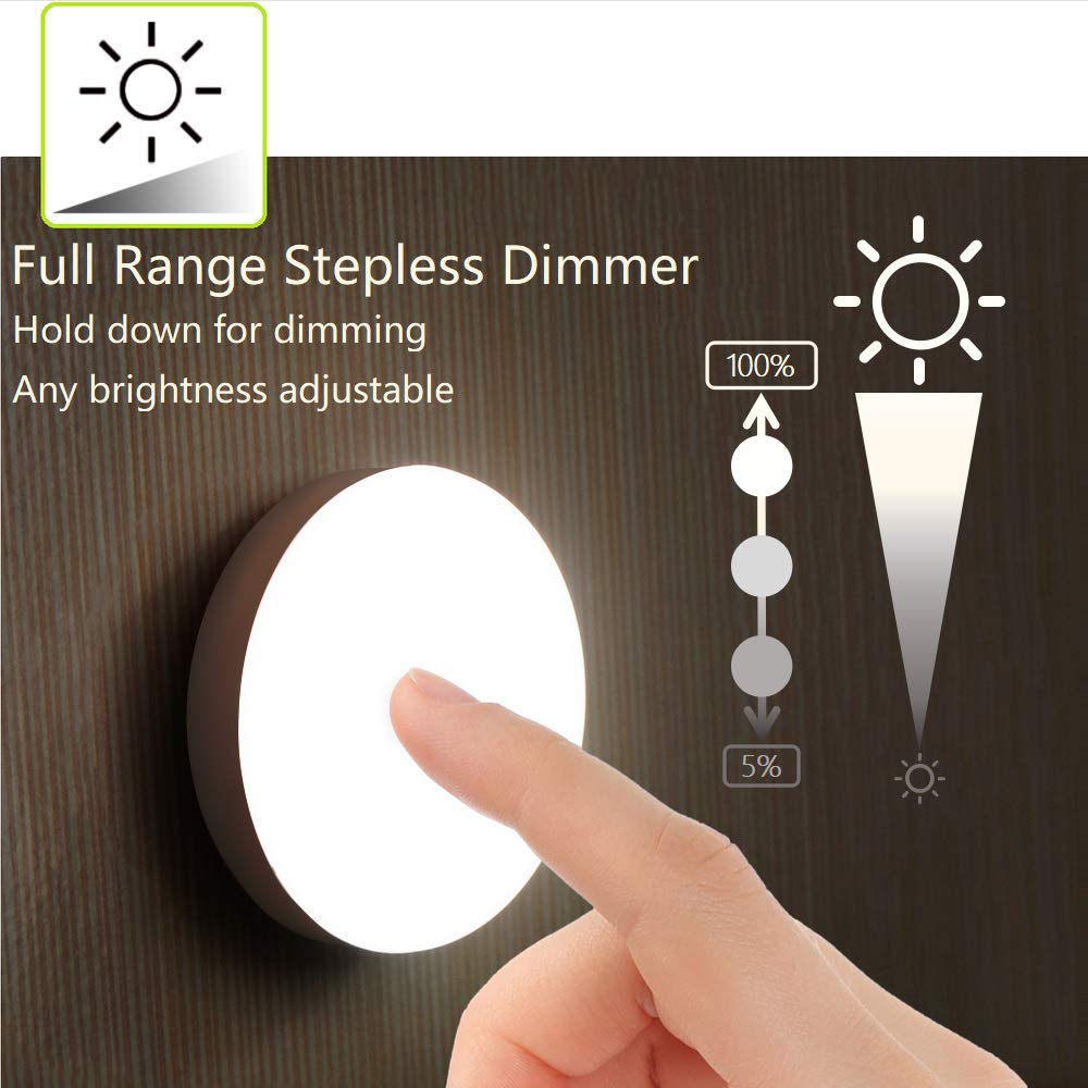 RTSU Mini Touch Light - Rechargeable LED Night Light, Dimmable, Magnetic, Ivory White, Model 8542000653, Perfect for Closets & Cabinets