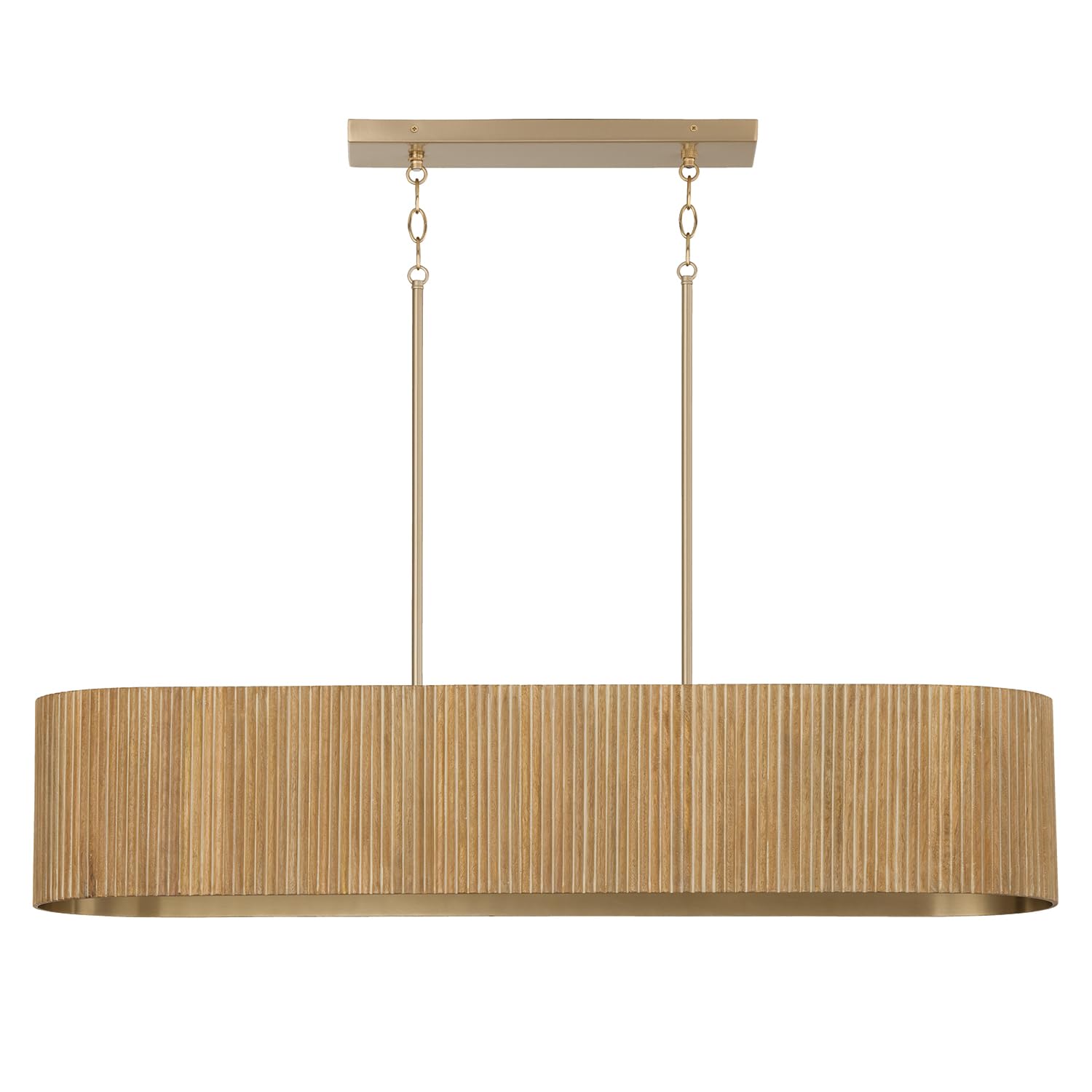 Capital Lighting 850751WS Donovan Mid-Century Modern Artisan Luxe Fluted Mango Wood Linear Chandelier, 5-Light 500 Total Watts, 