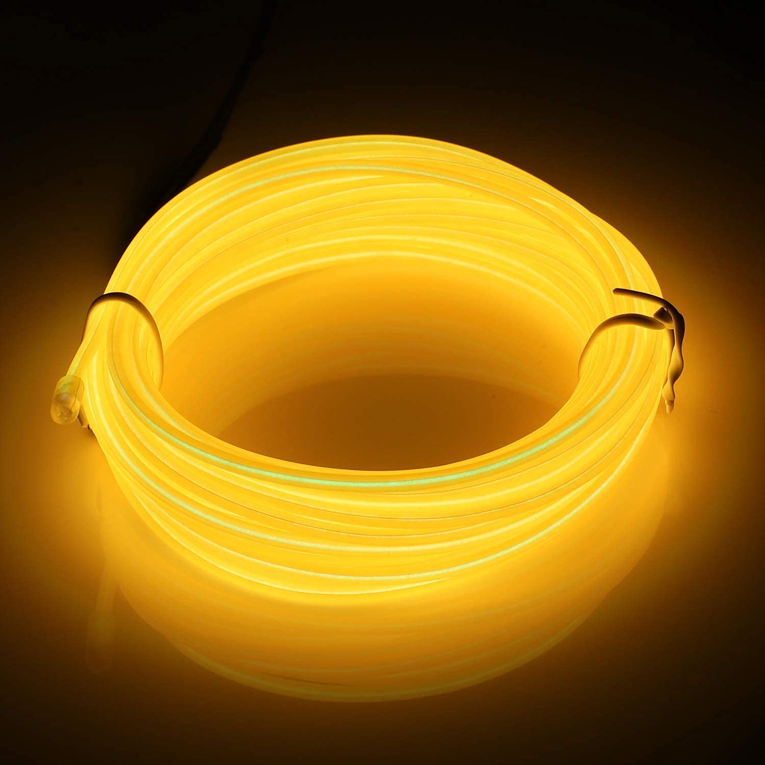 Jiguoor Usb Rechargeable El Wire 32.8Ft/10M (5Mx2) Bright Neon Light Strip 360° Illumination Neon Tube Rope Lights For Diy, Festival, Party Decoration, Halloween, Chrismas (32.8Ft/10M, Yellow)