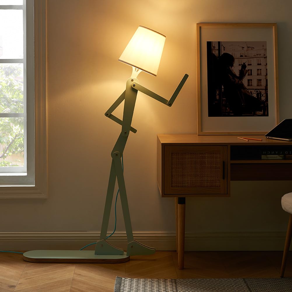 Hroome Unique Mini Wood Floor Lamp For Living Room Bedroom Office Farmhouse - Cute Corner Decorative Reading Standing Light Crea
