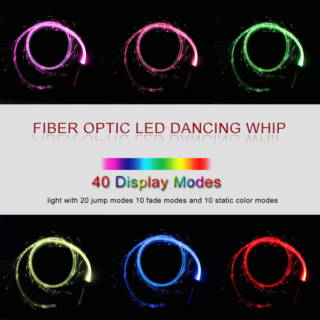 Azimom Led Fiber Optic Dance Whip Space Whip 6Ft 360 Swivel 40Display Battery Power Mode Pixel Whip Rave Flow Super Bright Light