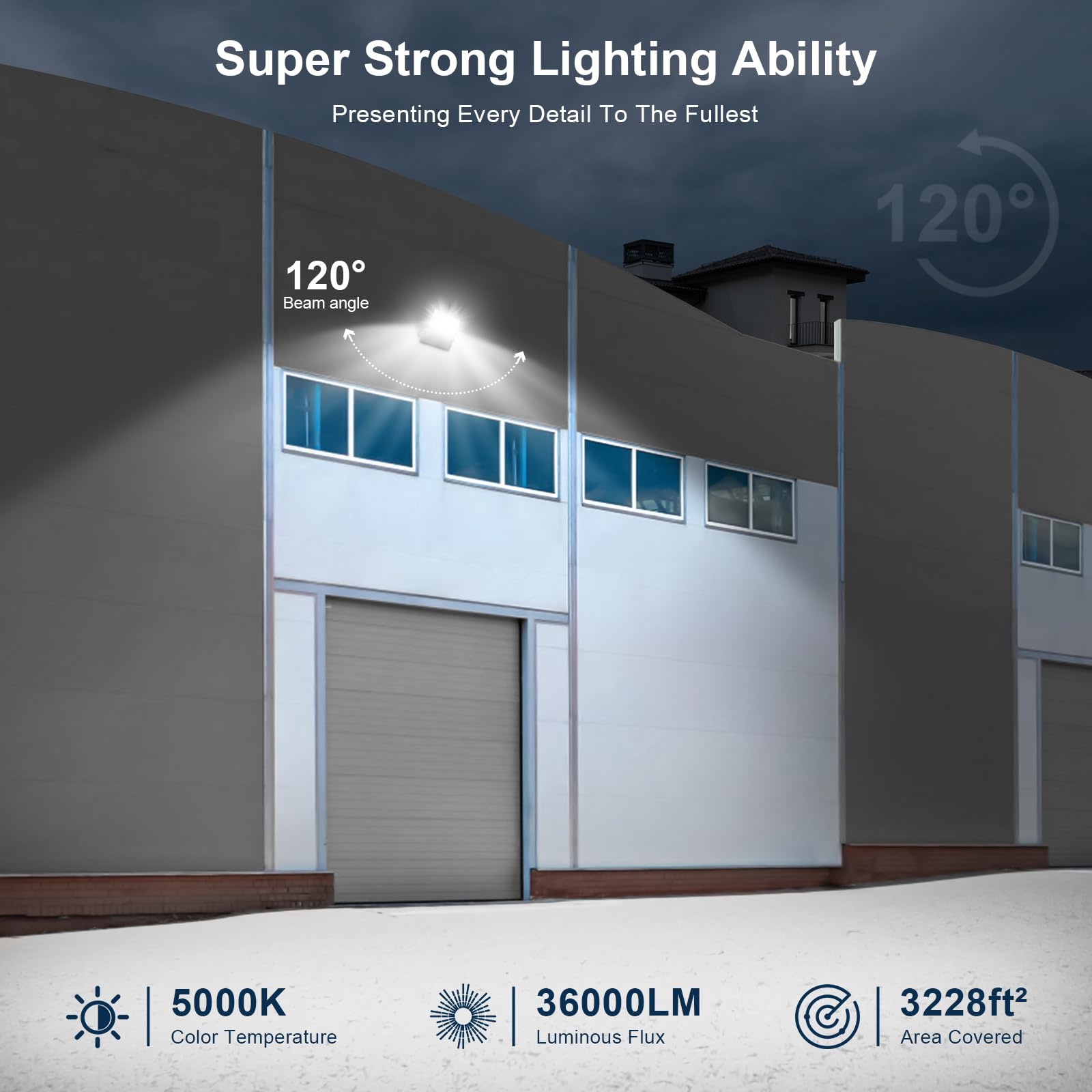 Tomourd LED Stadium Lights - 240W, 36000 Lumen, IP65 Waterproof, Black, Model 1604 - Bright Outdoor Flood Light for Commercial Use