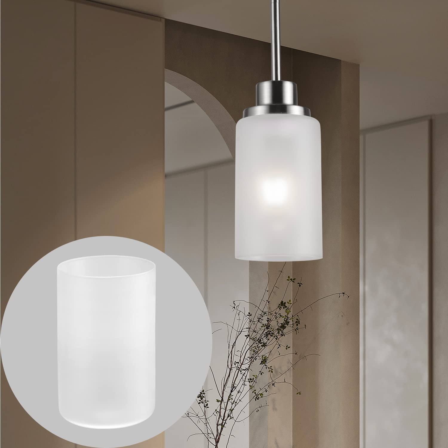 Eidonta Glass Shade Covers - 8 Pack, Frosted White, 5.9in Height, 3.9in Diameter, 1.65in Fitter for Chandelier & S