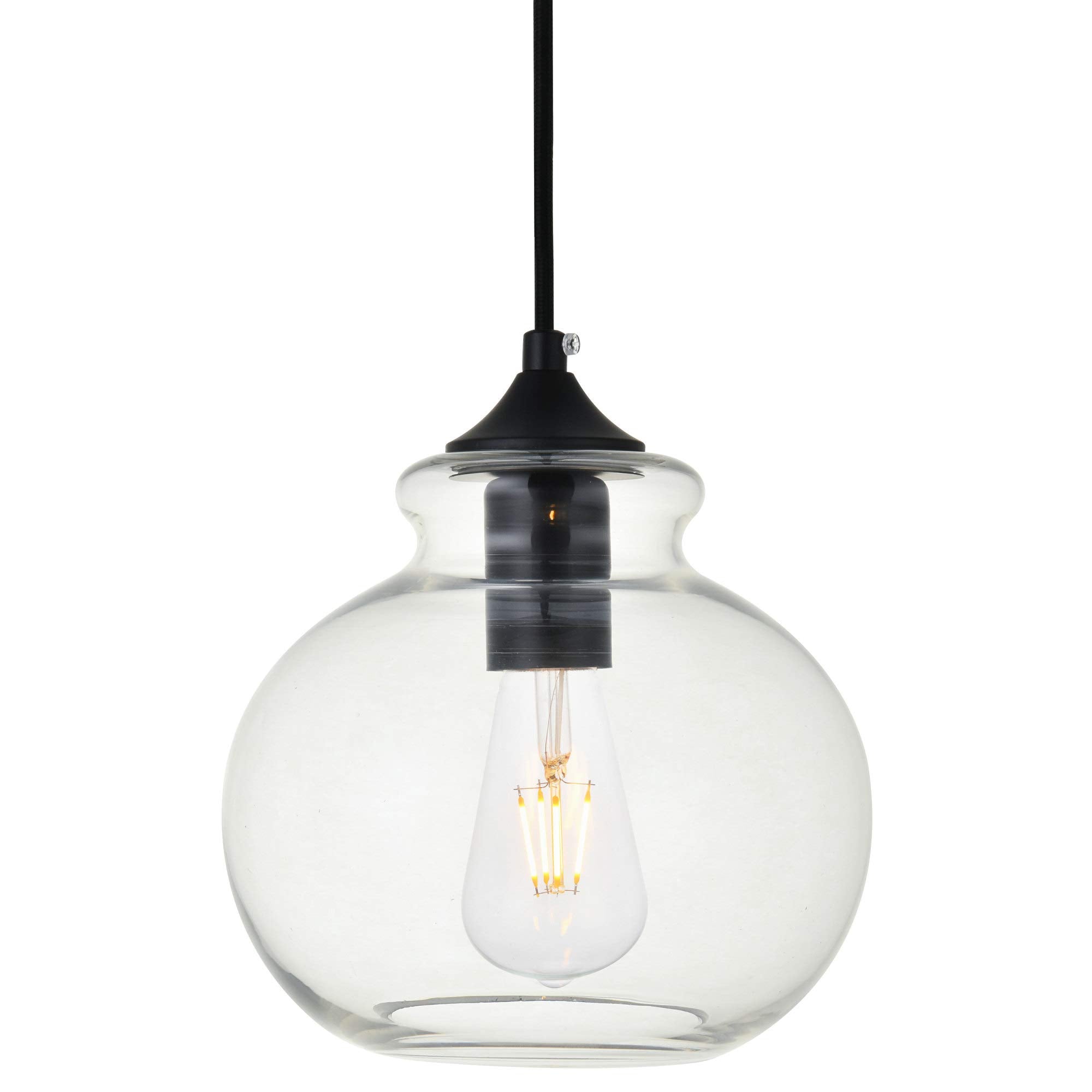 Living District Destry 1 Light Black Pendant with Clear Glass
