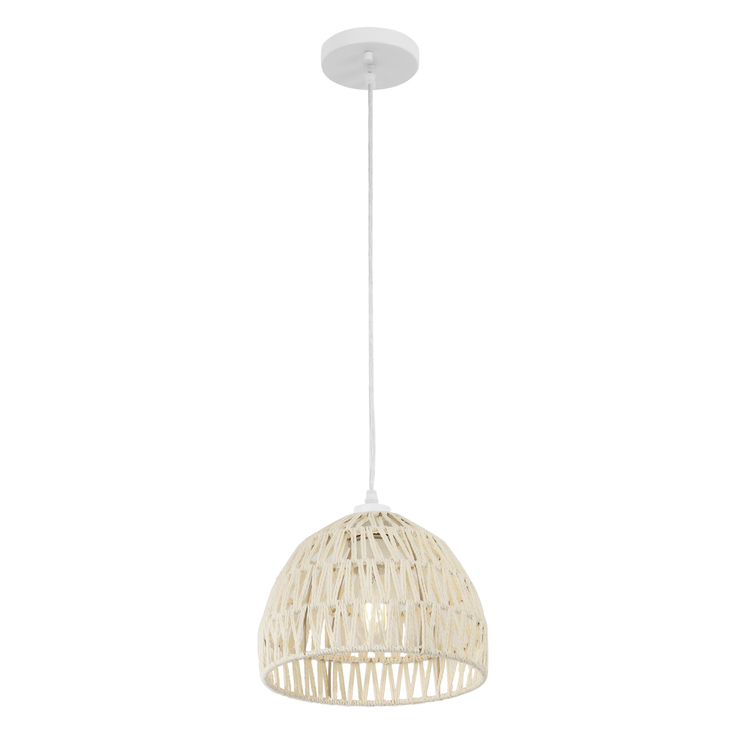 Jonathan Y Jyl6513C Campana 10.25 1-Light Bohemian Modern Woven Rope/Iron Led Pendant Farmhouse, Coastal, Transitional, Kitchen,