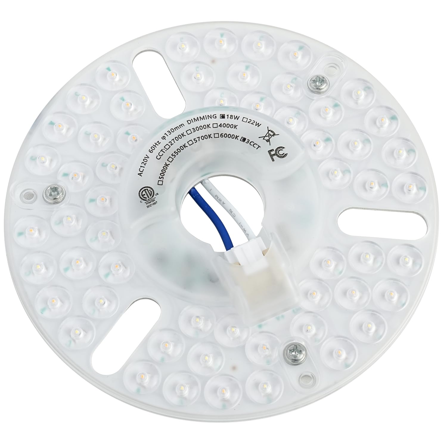 Ledytech 5.12 LED Ceiling Fan Light Retrofit Kit, 18W Dimmable, 3CCT, 2200LM, Aluminum