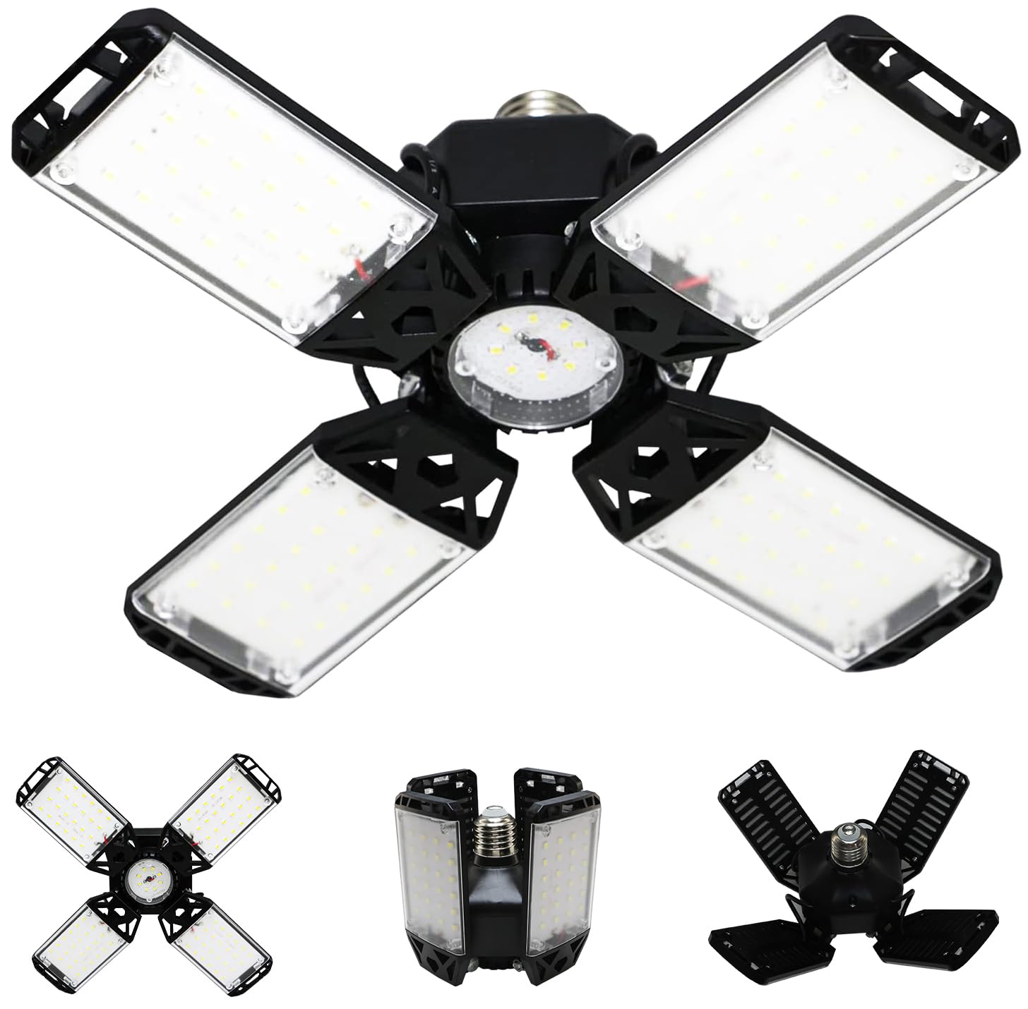 150W Led Garage Light - 15000 Lumen Ceiling Light With 4+1 Adjustable Panels  Daylight Led Shop Light Bulb Fixture For Garage  Workshop