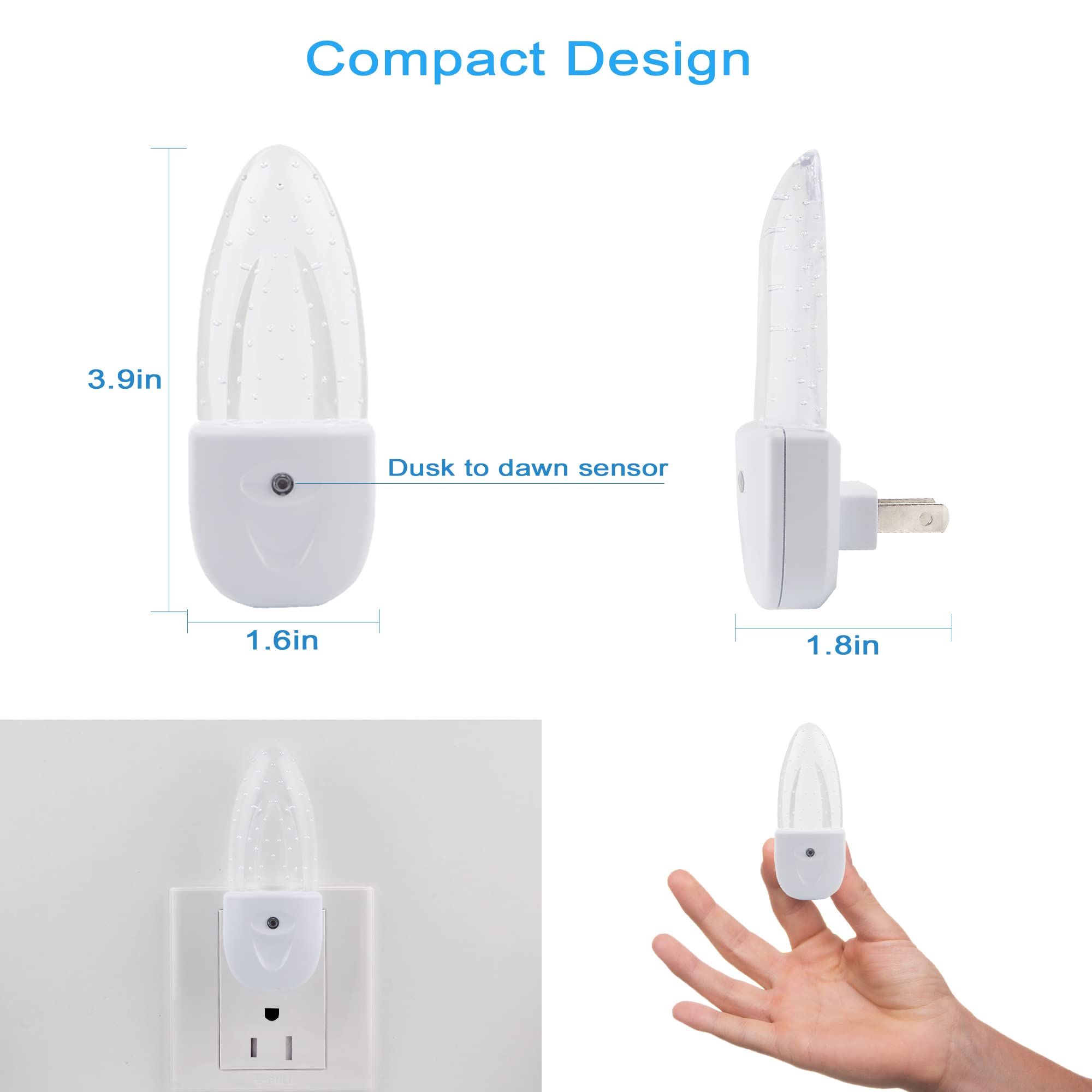 Color Changing Night Lights Plug Into Wall, 4 Pack, Rgb Led Nightlights With Light Sensors, Plug In Night Light For Kids Room, B