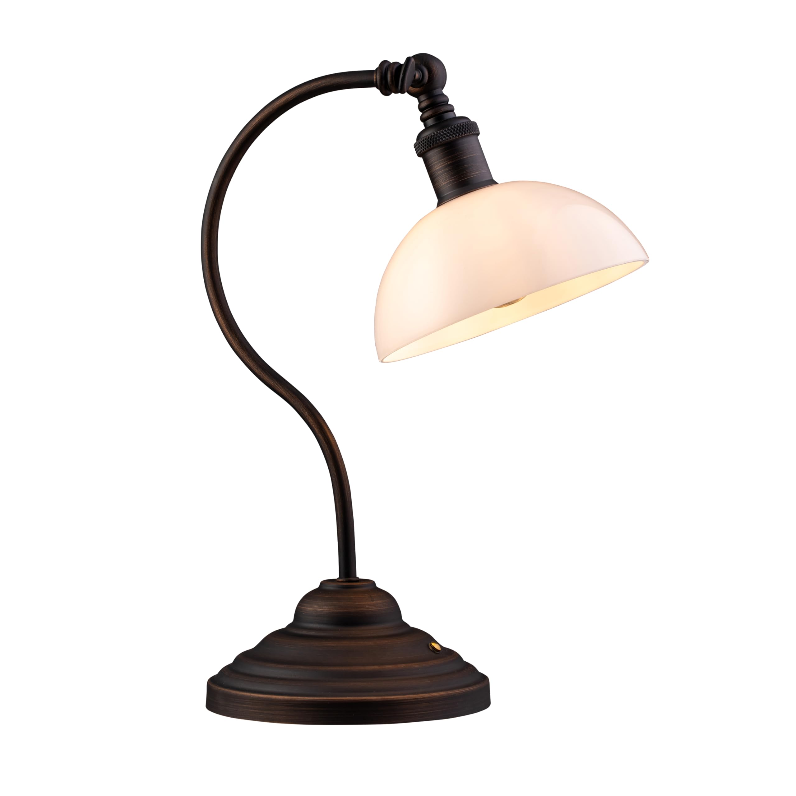 OBright Cordless LED Table Lamp, Rechargeable, 3-Level Dimming, USB-C, Oil Rubbed Bronze & White Glass, Model OB-TL23B