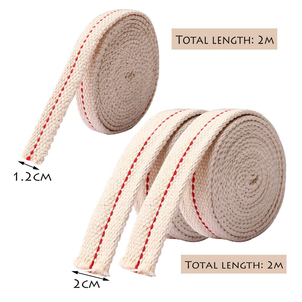 Pengxiaomei Cotton Oil Lamp Wick - 19.5 Ft, 3 Rolls, Beige & Red Replacement for Oil Lanterns & Burners