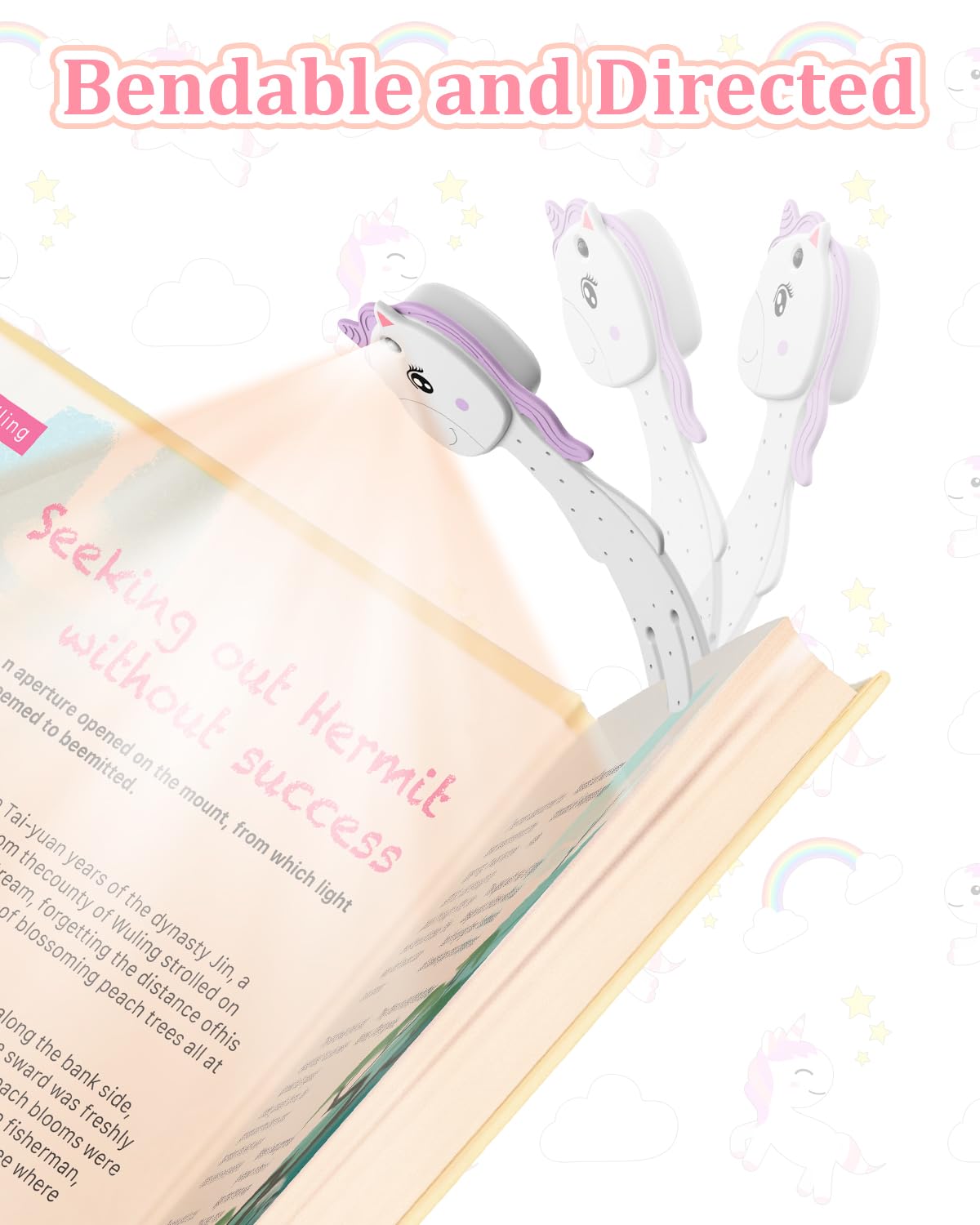 Unicorn Gifts For Girls 3-8 Years Old Christmas Stocking Stuffers, Clip Book Light For Kids Small Reading Light For Books In Bed