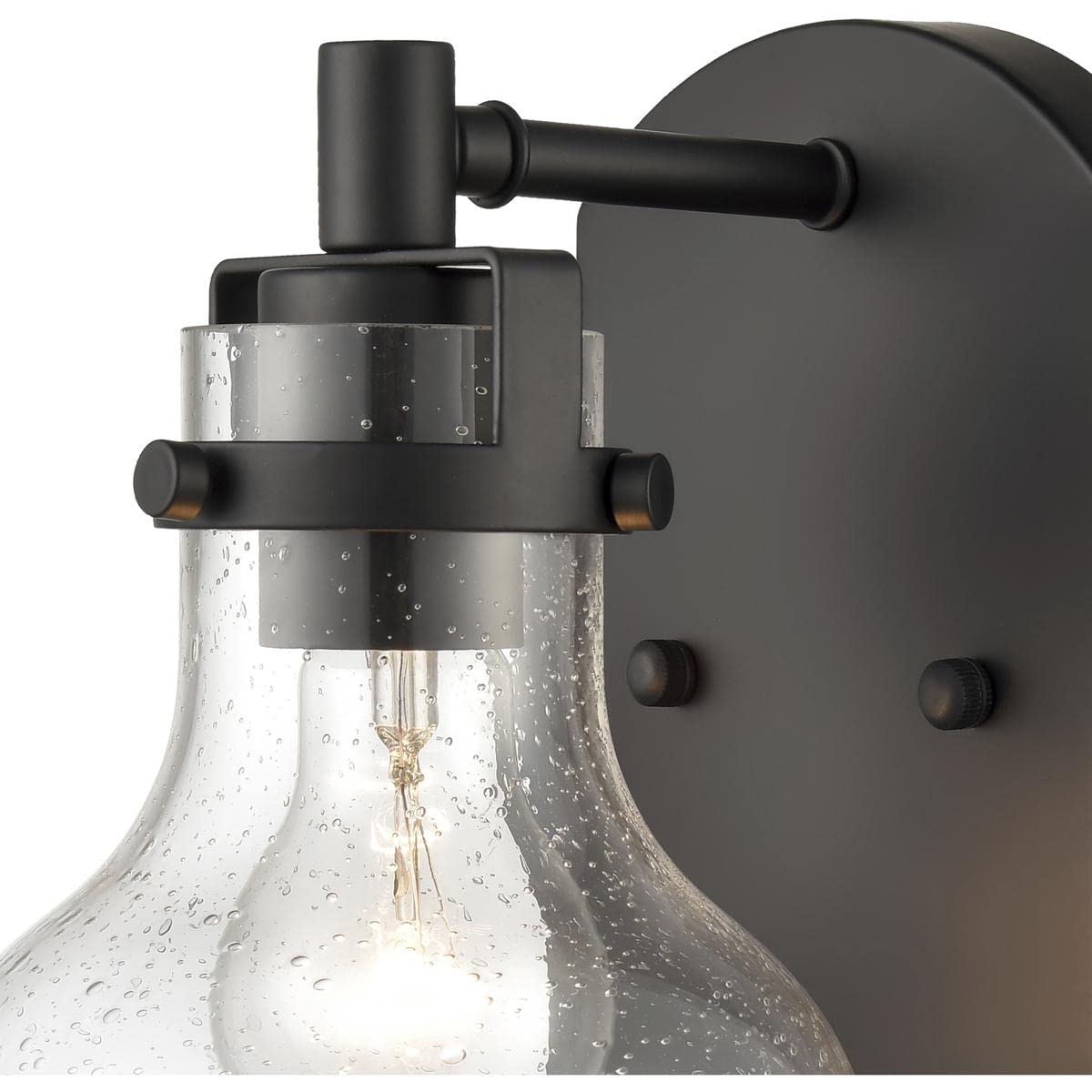 Elk Home Salamanca 1-Light Vanity Light, Matte Black With Clear Seeded Glass, Transitional Style